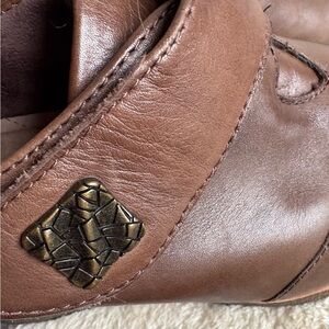 Earth Zanza Women's 8.5 B Booties Brown Soft Leather Ankle Wedge